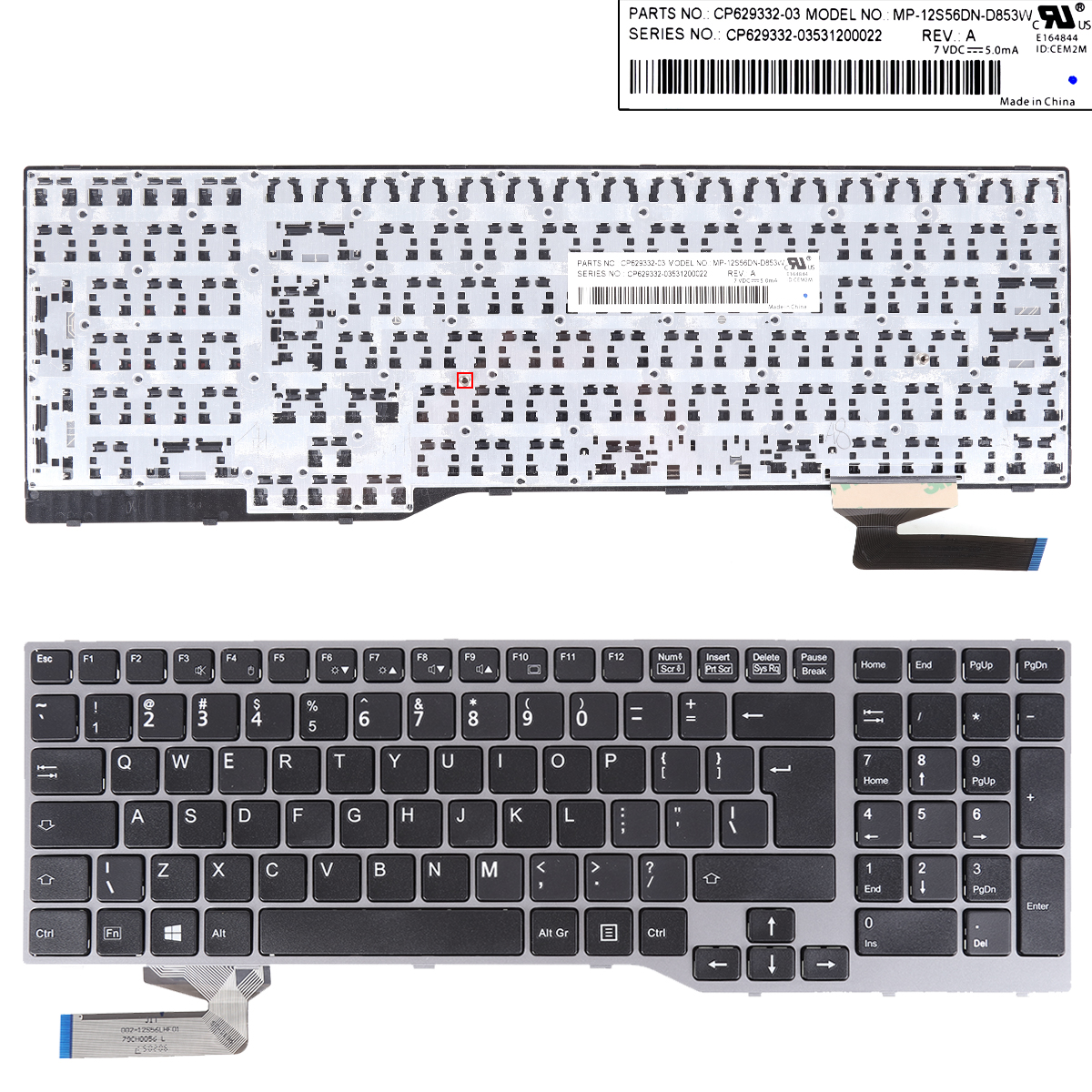 Picture of Laptop US keyboard forFujitsu Lifebook E753 E754 GRAY FRAME BLACK ( Reprint,Win8)